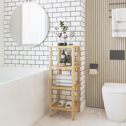 Bambus Badezimmerregal Organizer 4 Ebenen Natur