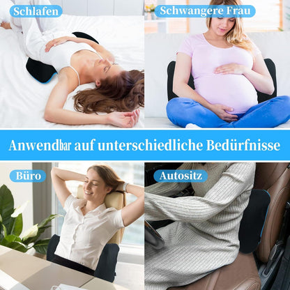SAHEYER Memory Foam Lendenkissen für Rücken Bett Stuhl Auto Blau