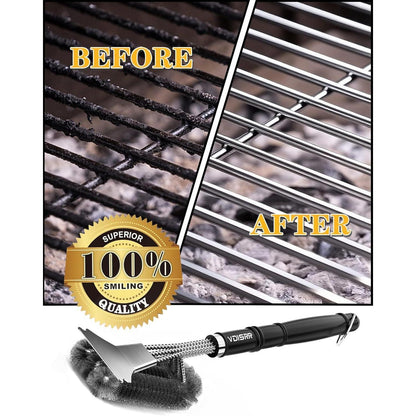 Grillbürste mit Schaber Edelstahl Langer Griff Grill Zubehör