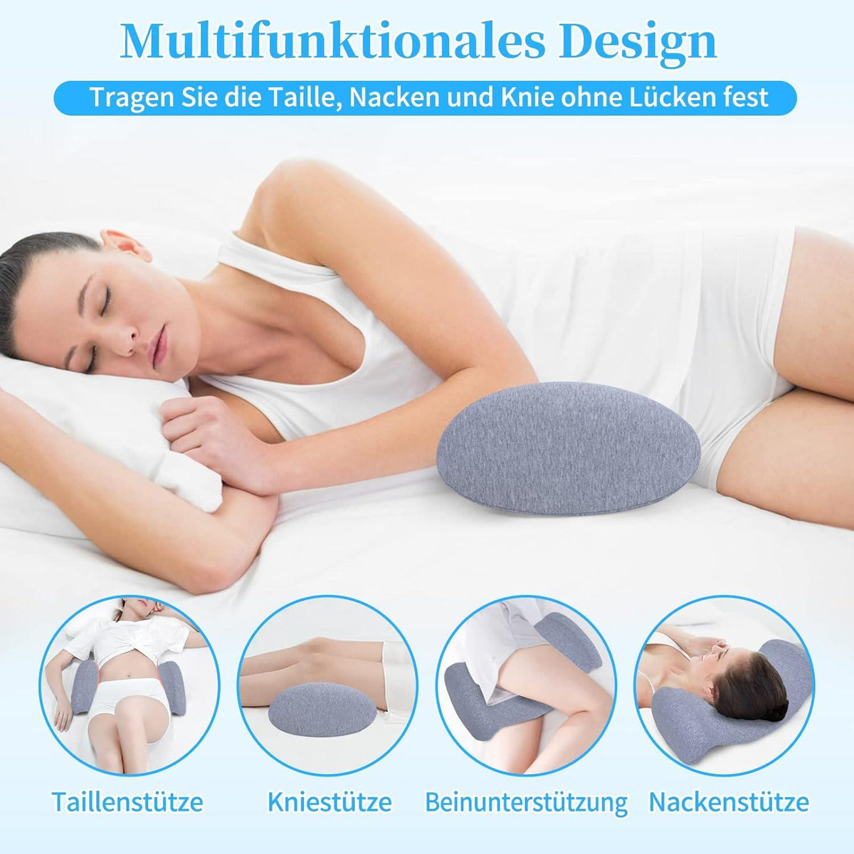 Orthopädisches Lendenkissen Memory Foam Rückenstütze Grau