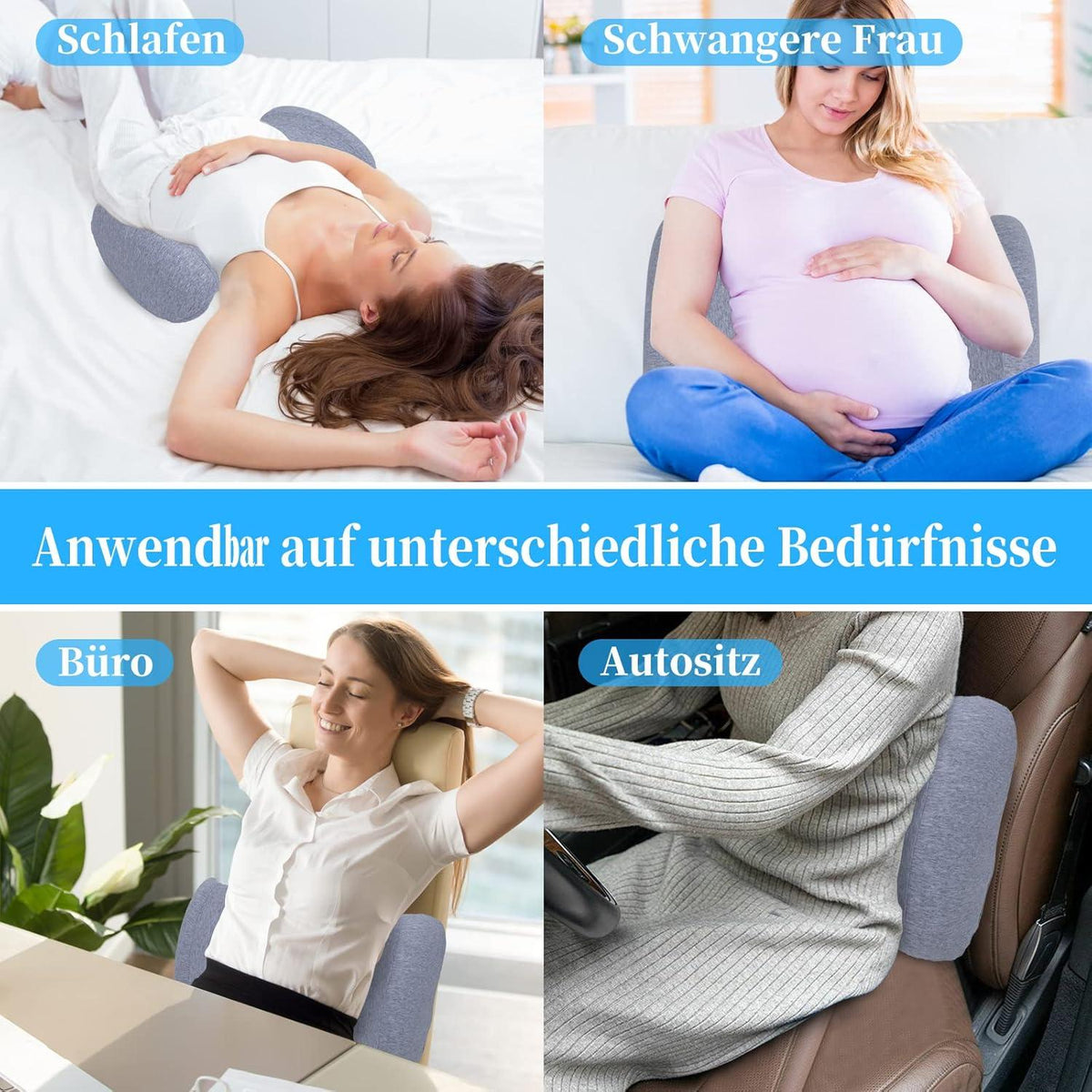 Orthopädisches Lendenkissen Memory Foam Rückenstütze Grau