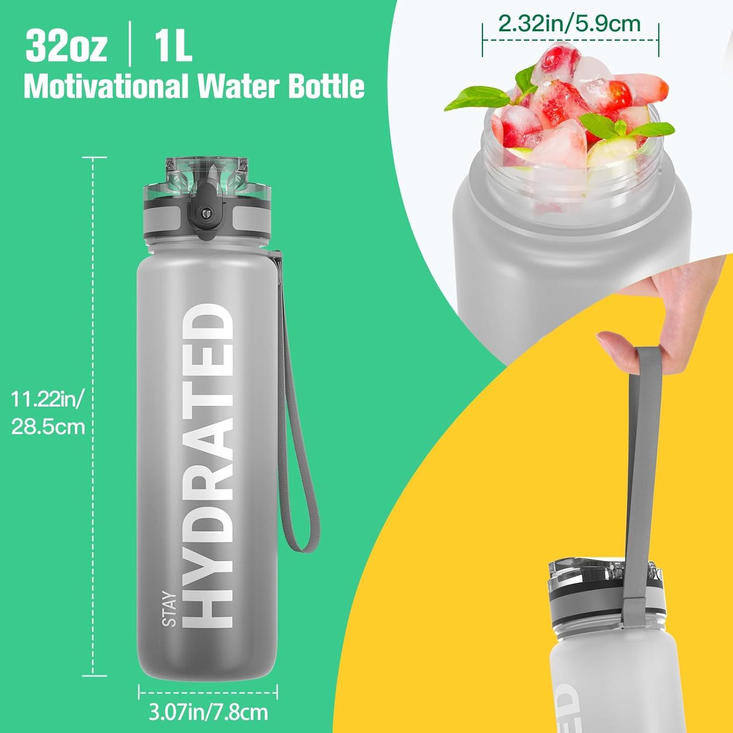 Sport Trinkflasche BPA-frei 1L Auslaufsicher Yoga Gym Camping