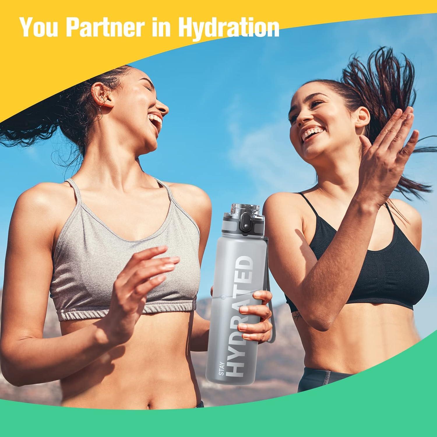 Sport Trinkflasche BPA-frei 1L Auslaufsicher Yoga Gym Camping