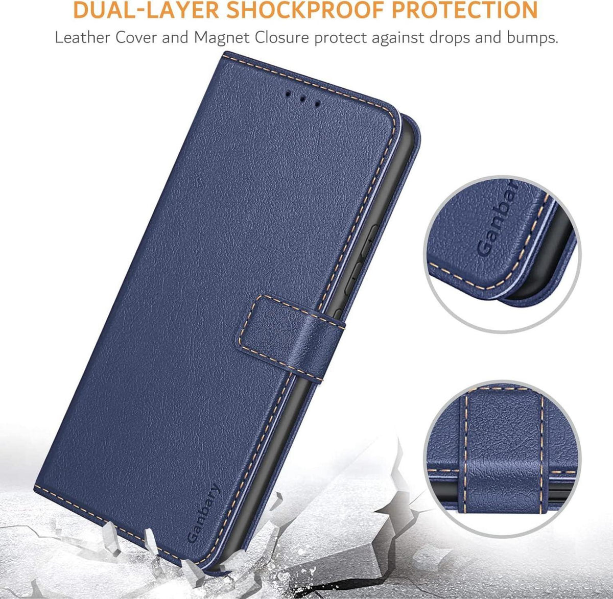 Samsung Galaxy A53 5G Leder Handyhülle Blau mit Kartenschlitzen
