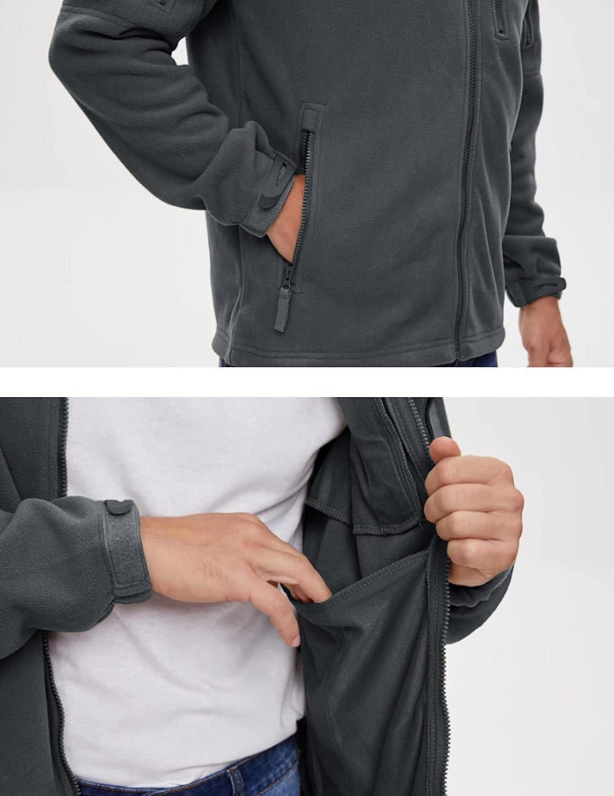 Herren Outdoor Fleecejacke Winddicht Taktische Armee Jacke 7 Taschen Stehkragen