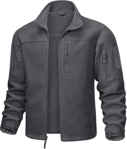 Outdoor Fleecejacke mit 7 Taschen Stehkragen Jagd Winter