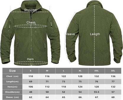 Herren Outdoor Fleecejacke mit 7 Taschen Stehkragen Winddicht