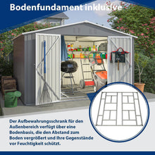 Großes Gerätehaus 8x10ft mit Fundamentrahmen & Satteldach