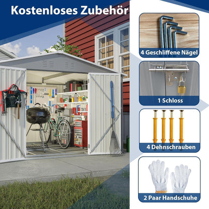 Großes Gerätehaus 8x10ft mit Fundamentrahmen & Satteldach