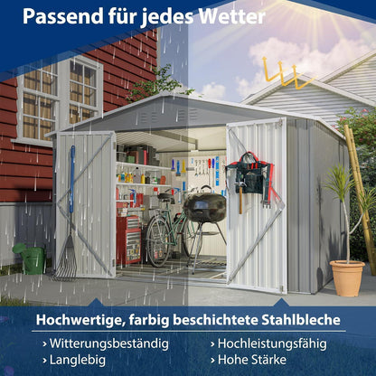 Großes Gerätehaus 8x10ft mit Fundamentrahmen & Satteldach