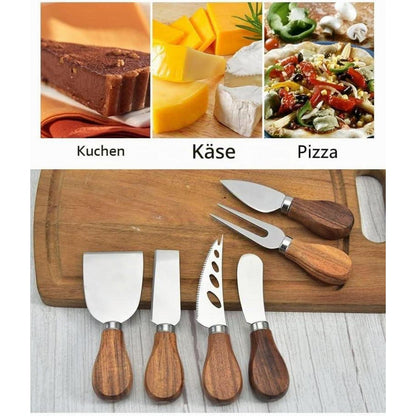 Käsemesser Set 6-teilig Edelstahl mit Holzgriff & Geschenkbox
