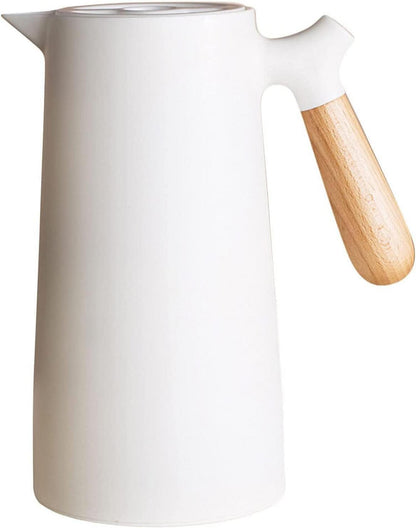 Thermoskanne 1l Kaffeekanne mit Holzgriff und Quick-Tip-Verschluss