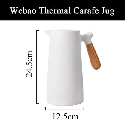 Thermoskanne 1l Kaffeekanne Holzgriff Quick Tip Isolierkanne