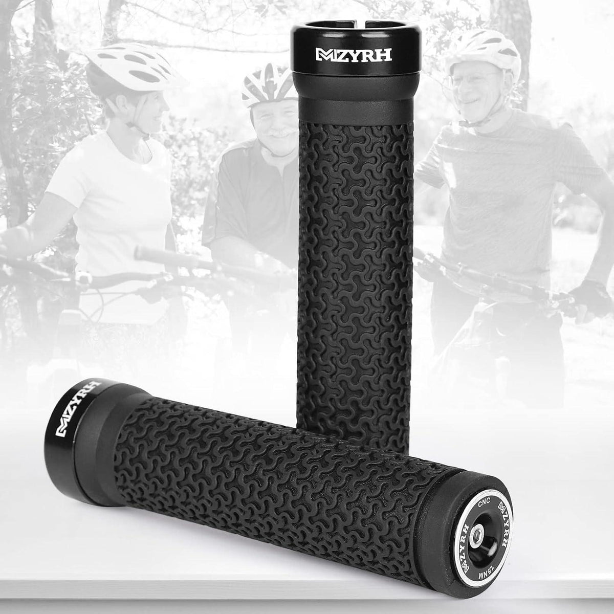 Ergonomische Fahrradgriffe MTB Schwarz mit Lenkerstopfen