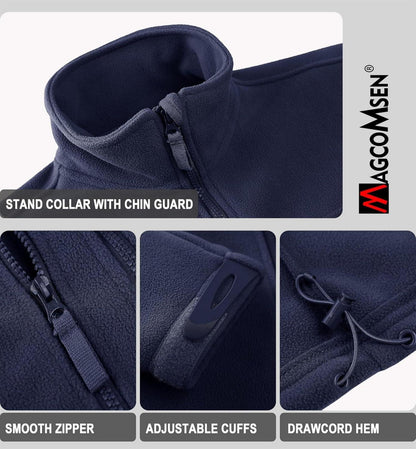 Herren Outdoor Fleecejacke mit Taschen Stehkragen Winter Jacke XXL Blau