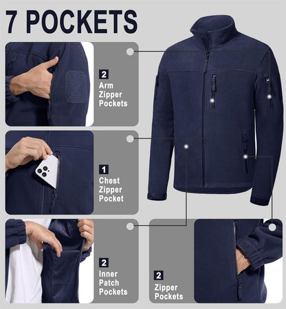 Herren Outdoor Fleecejacke Taktische Armee Jagdjacke 7 Taschen Winddicht Warm