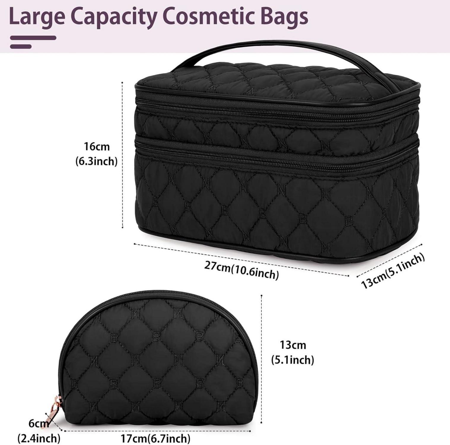 Kosmetiktasche Damen Doppelschicht Schwarz wasserdicht groß Makeup