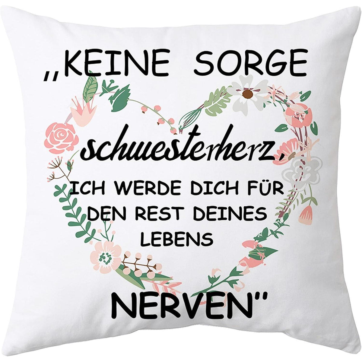Kissenbezug Schwester Geschenk – Weiß 45x45cm