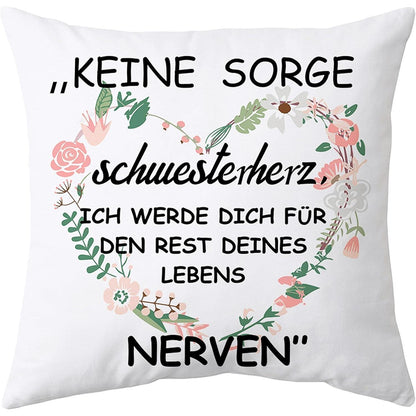 Kissenbezug Schwester Geschenk – Weiß 45x45cm