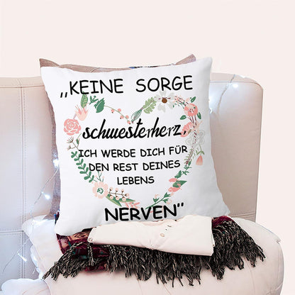 Kissenbezug Schwester Geschenk – Weiß 45x45cm