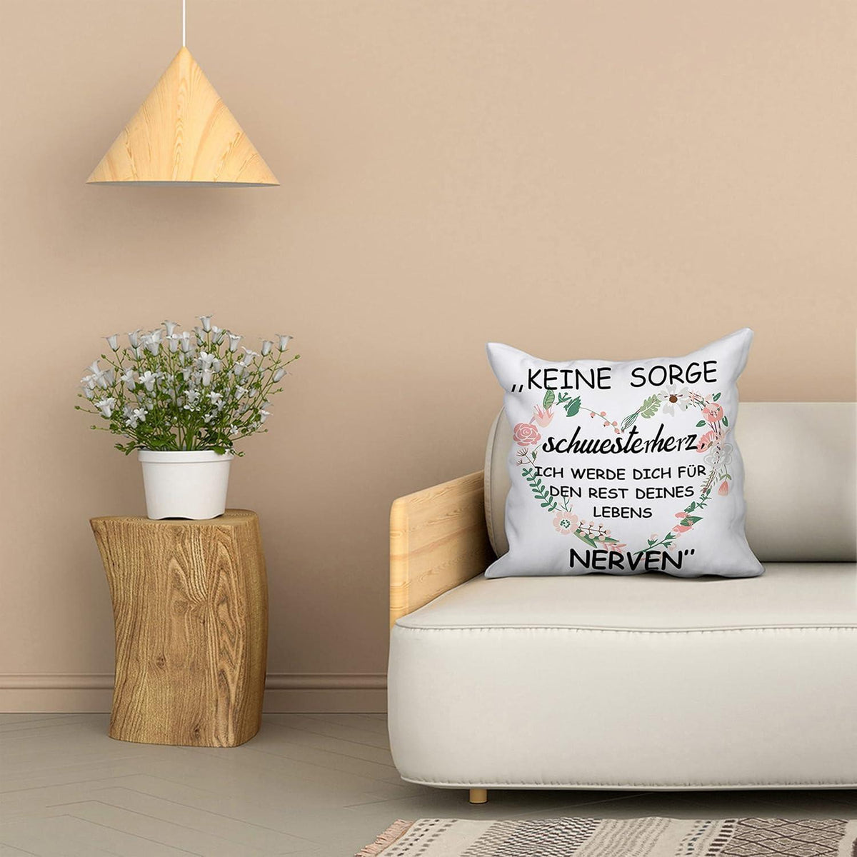 Kissenbezug Schwester Geschenk – Weiß 45x45cm