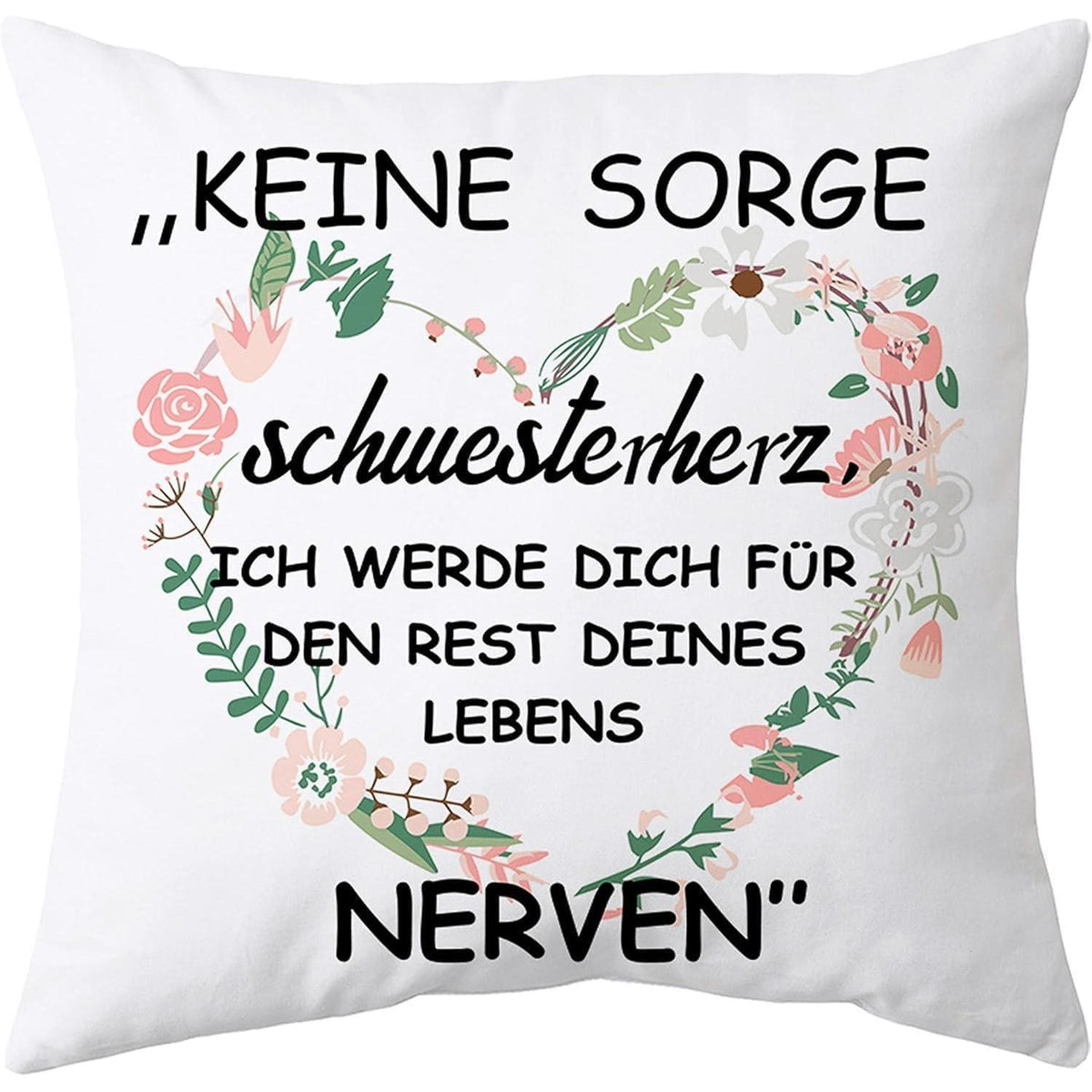 Kissenbezug Schwester Geschenk – Weiß 45x45cm