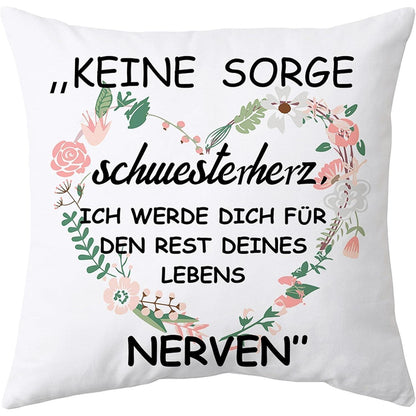 Kissenbezug Schwester Geschenk – Weiß 45x45cm