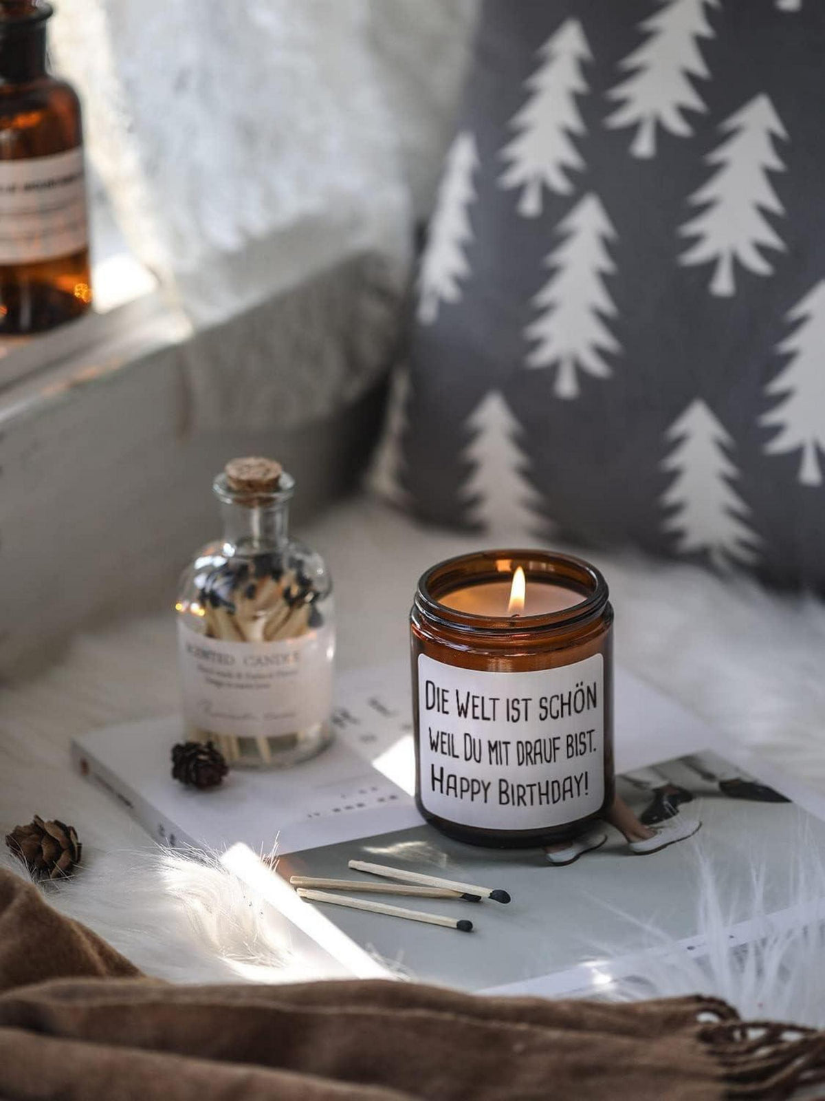 Duftkerze Sandelholz 200g 45-50h Geburtstagsgeschenk Frauen Männer
