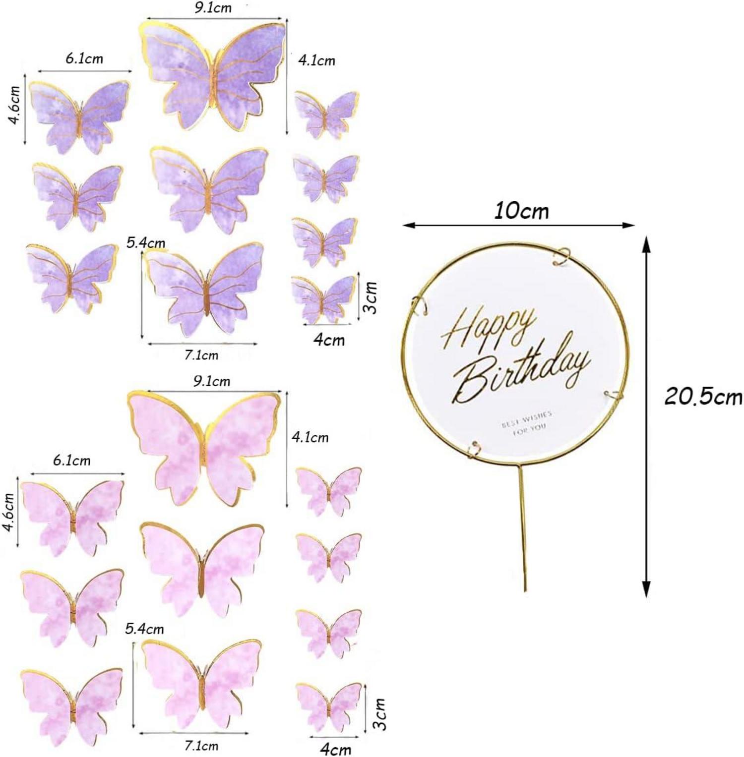 Lila 3D Schmetterling Tortendeko Cake Topper Geburtstag