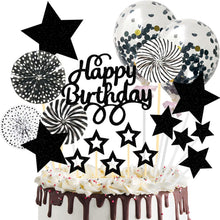 Schwarze Tortendeko Geburtstag Happy Birthday Cake Topper 19 Stück