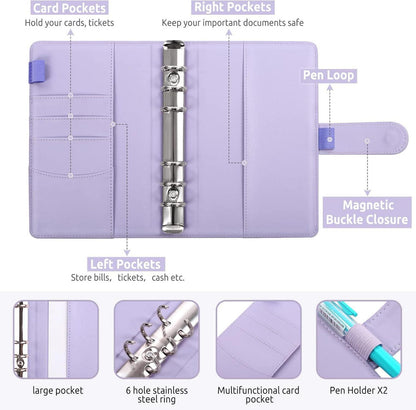 KONVINIT Budget Binder A6 Geldumschläge Etiketten Sparbuch Blau