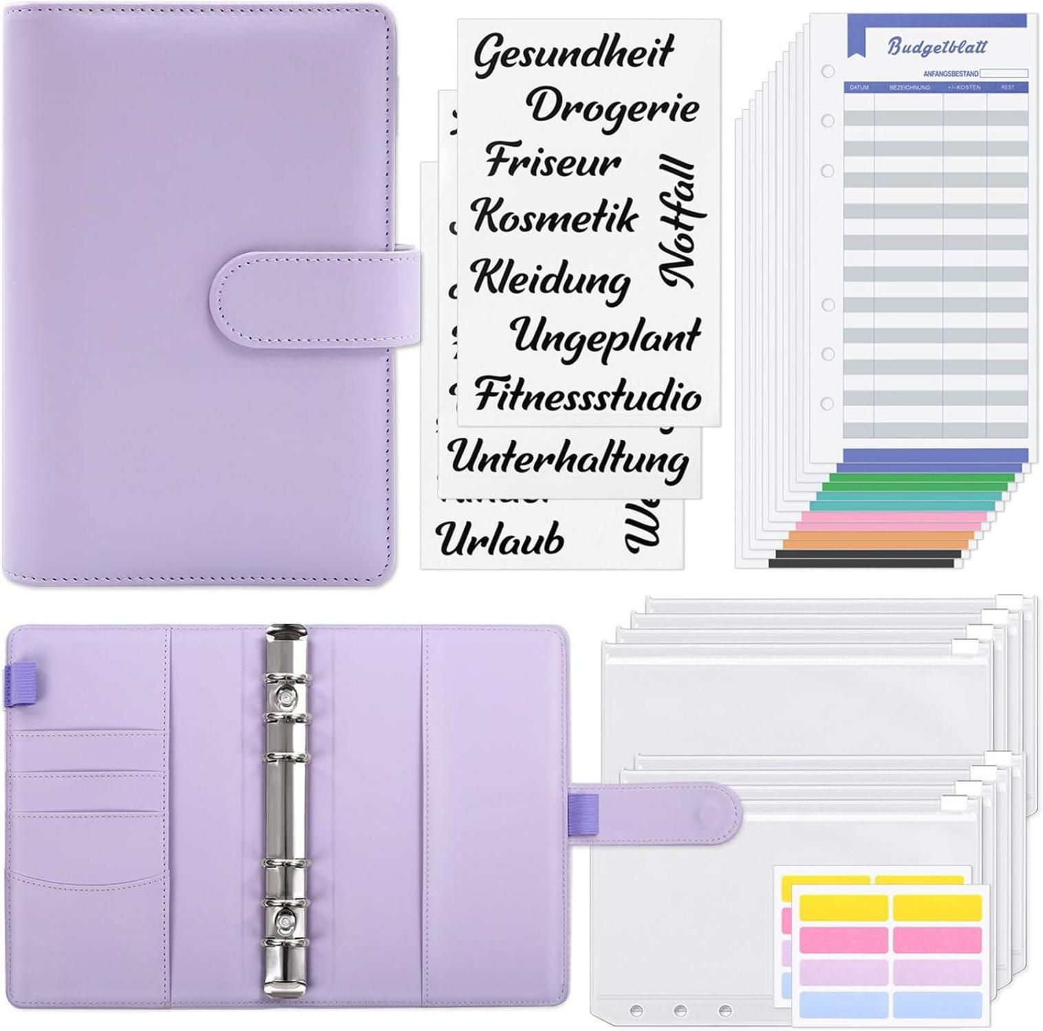 KONVINIT Budget Binder A6 Geldumschläge Etiketten Sparbuch Blau