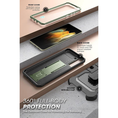 Outdoor Hülle für Samsung Galaxy S21 FE 5G mit Ständer Grün