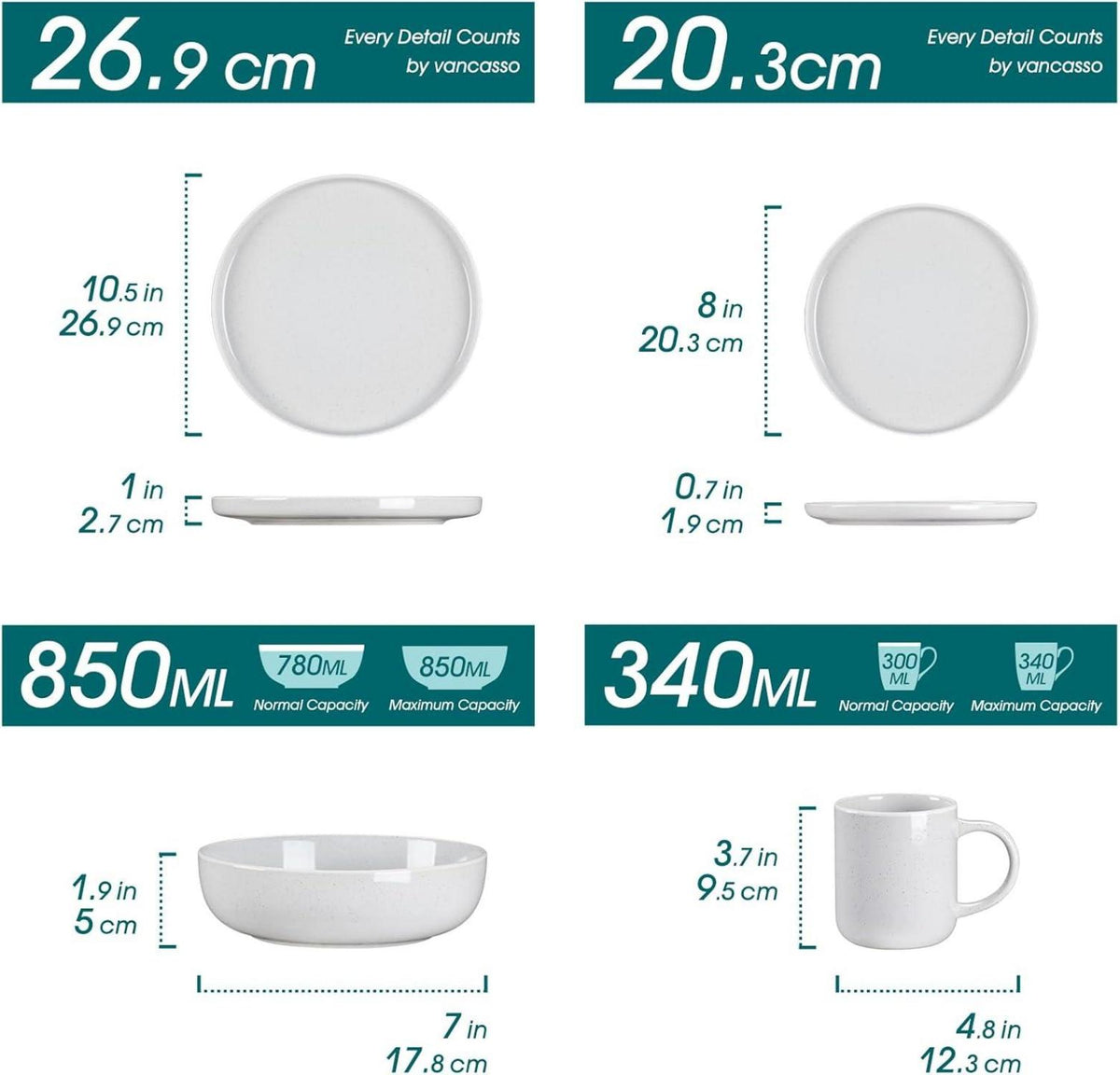 SESAM Steingut Tafelservice 48-teilig Kombiservice