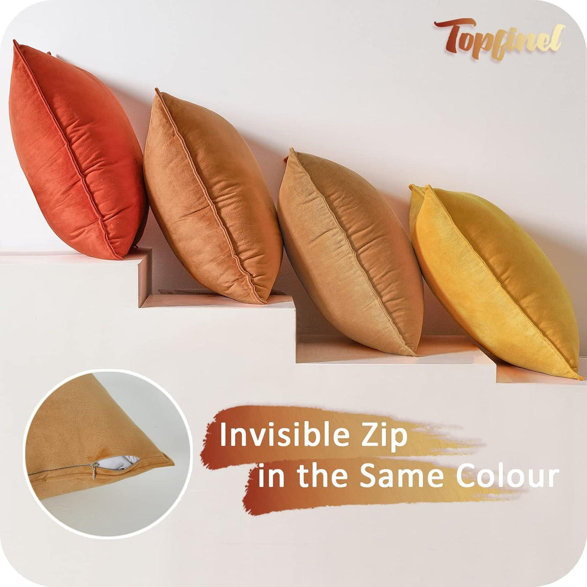 Topfinel Samt Kissenbezug 40x40 cm Gelb Orange 4er Set