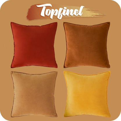 Kissenbezug 40x40 cm Gelb Orange Samt 4er Set Dekokissen Zierkissen