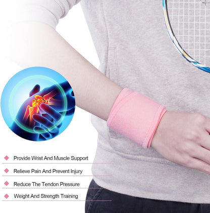 Handgelenkstütze 2er-Set mit Klettverschluss für Sport und Alltag - Rosa