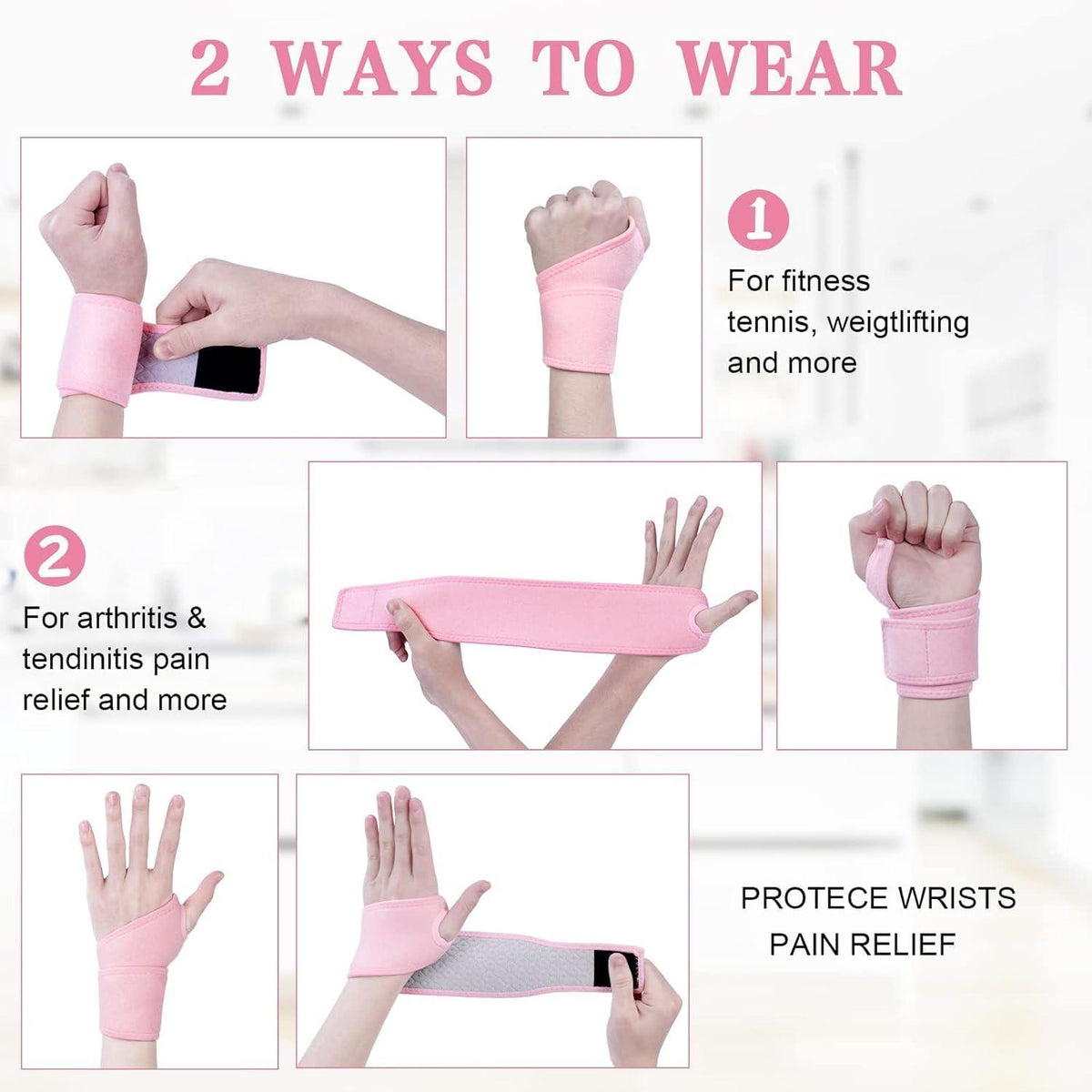 2er-Set Handgelenkbandage mit Klettverschluss, Atmungsaktiv