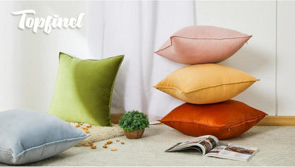 Topfinel Samt Kissenbezüge 40x40 cm Braun 4er Set - Dekokissen Zierkissen modern Wohnzimmer Bett Herbst Winter