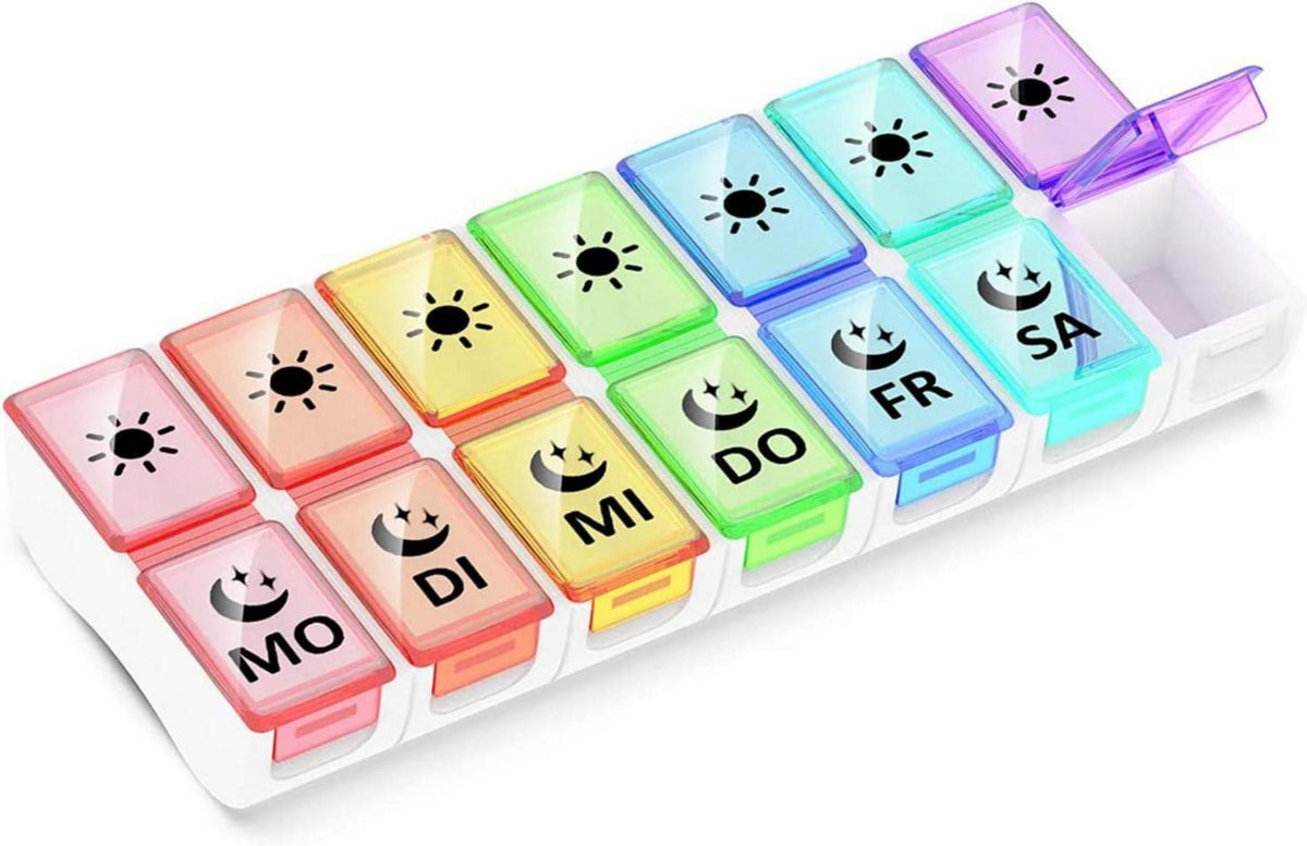 Tablettenbox 7 Tage 2 Fächer - Medikamentenbox Morgens Abends