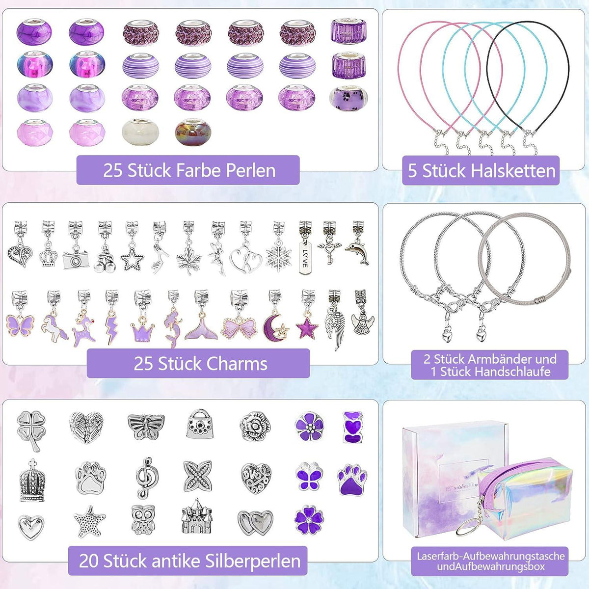Homgaty Mädchen Schmuck Bastelset DIY, Charm Armband