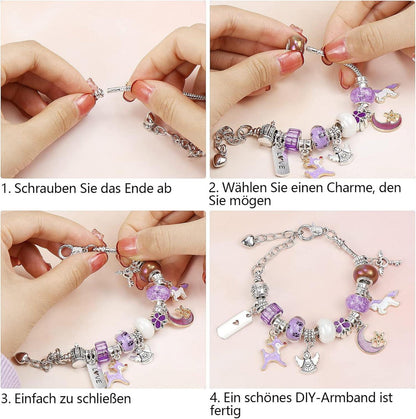 DIY Charm Armband Kit Mädchen Schmuckbasteln Geschenk 6-12 Jahre