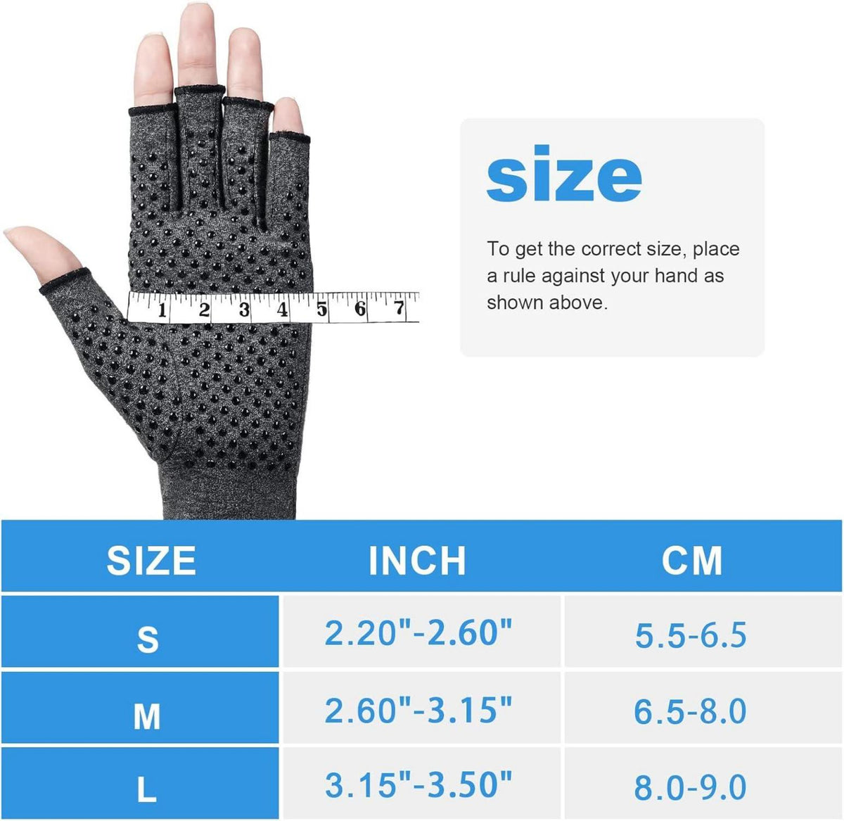 Kompressionshandschuhe Arthritis Fingerlose Schwarz Unisex Größe L