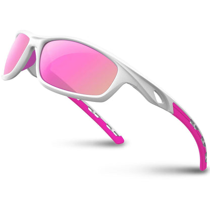 Sport Sonnenbrille Polarisierend Herren TR90 Weiß-Pink