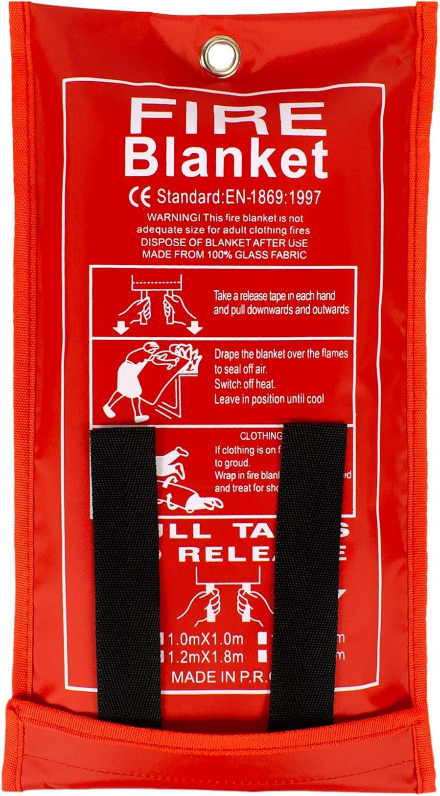 Feuerlöschdecke 1m x 1m Glasfaser Brandschutzdecke DIN EN 1869:2019