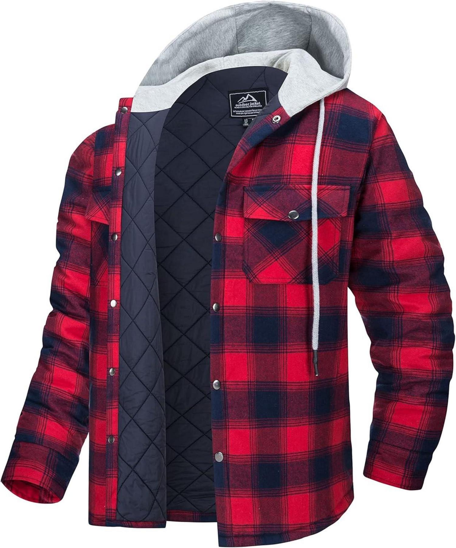Kariertes Hemdjacke Winter Baumwolle Gefüttert Hoodie Warme