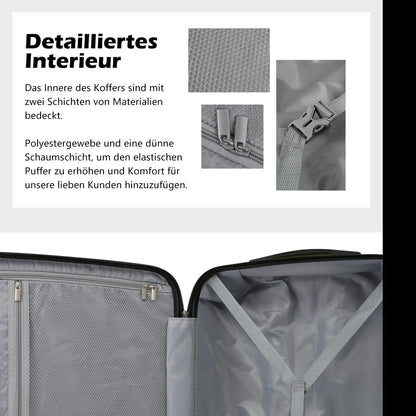 Hartschalen-Koffer mit TSA-Schloss, 4 Rollen Schwarz 56x39x22cm