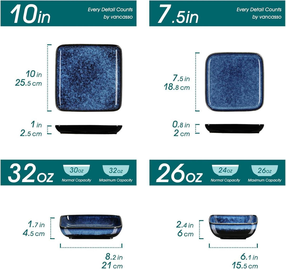 STEINZEUG Tafelservice STERN Set 16tlg Blau für 4-12