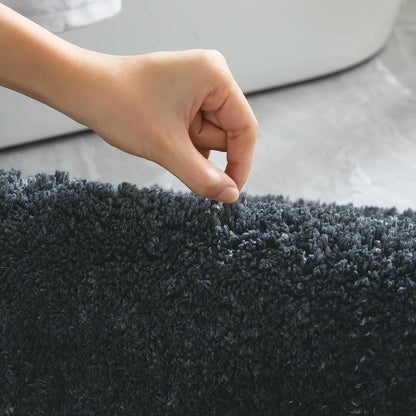 Rutschfester Badezimmerteppich dunkelgrau 70x120 cm Mikrofaser