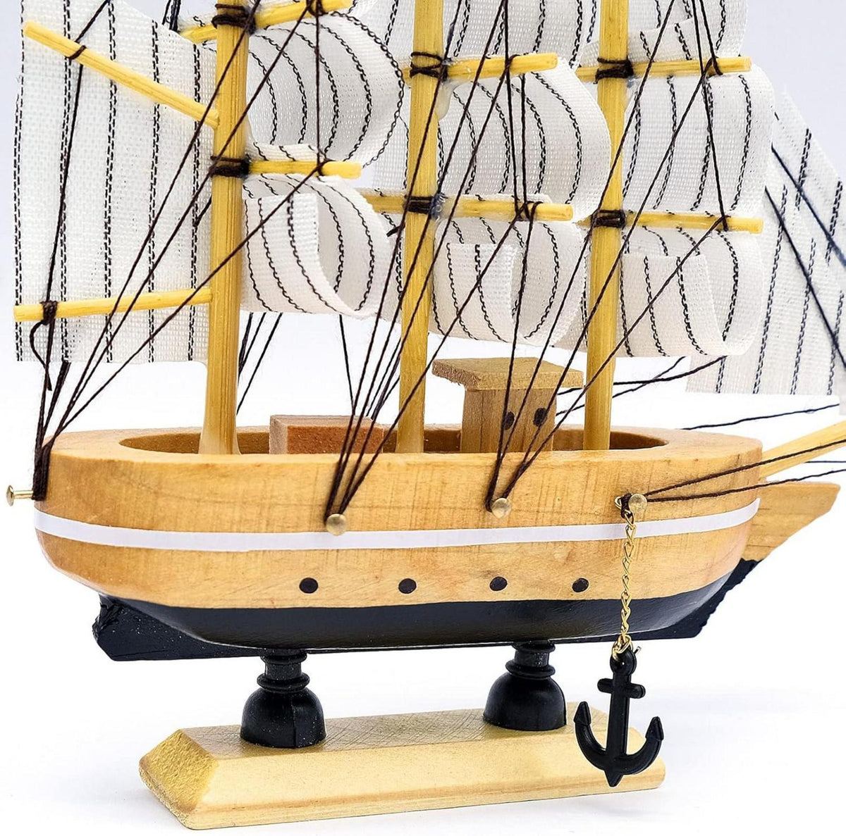 Kleines 16CM Holzsegelboot Modell Dekoration Nautische Maritime Deko